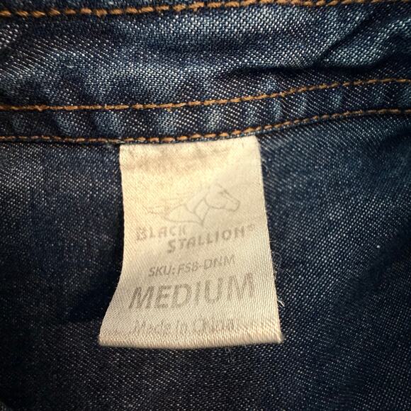 Black Stallion FR Denim Work Shirt Medium Snap Front Utility - Picture 9 of 16